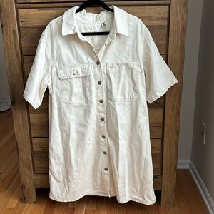 Universal Thread - off white denim button up short sleeve shirt dress - new - XL